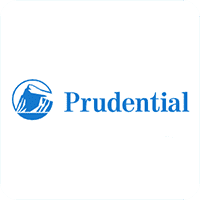 Prudential logo featuring a blue globe and building outline.